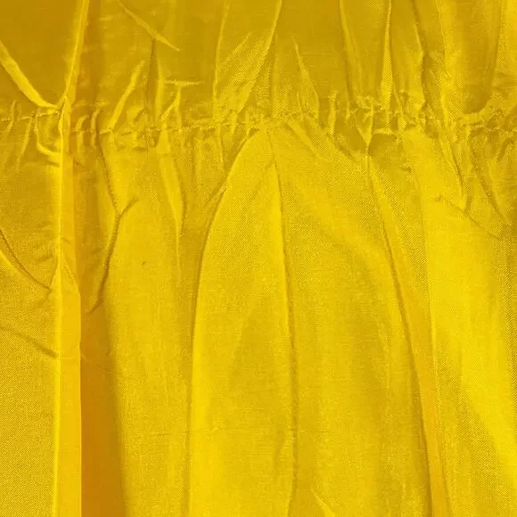 XS Yellow Wrinkled Polyester Nehru Collar Oversized Long Sleeve Shirt